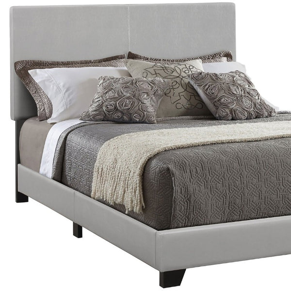 English Elm Black Leatherette Full Panel Bed Low Profile Frame for Modern Bedroom Decor Grey B2777P535999