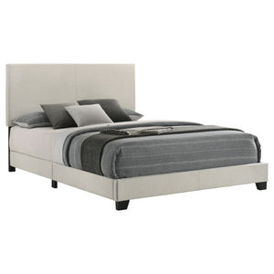 English Elm Efram Queen Upholstered Bed Padded Headboard Cream Fabric Matte Black Legs Modern B2777P536000