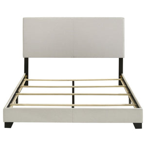 English Elm Efram Queen Upholstered Bed Padded Headboard Cream Fabric Matte Black Legs Modern B2777P536000