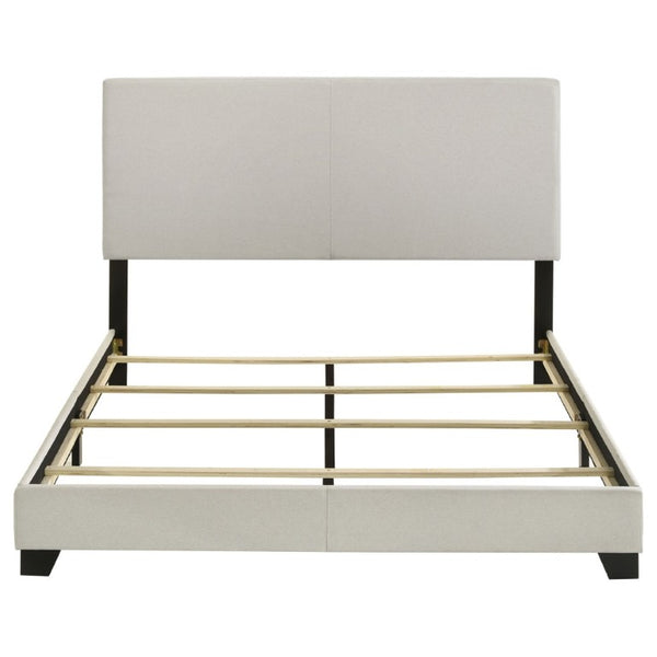 English Elm Efram Queen Upholstered Bed Padded Headboard Cream Fabric Matte Black Legs Modern B2777P536000