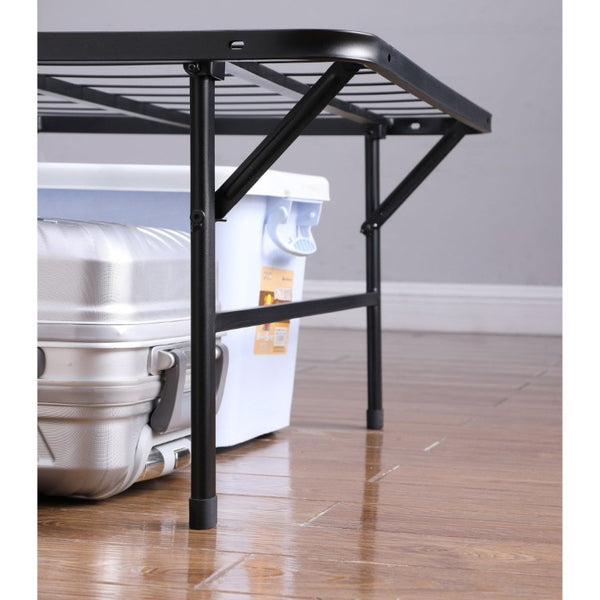 English Elm Black Foldable Steel Twin Platform Bed Frame for Studio Apartments and Guest Rooms B2777P536005