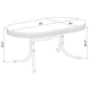 English Elm White Oval Dining Table with Chrome Legs Retro Diner Style Seats Four Comfortably B2777P536398