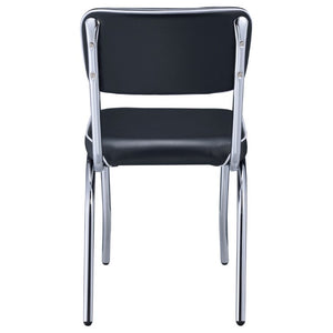 English Elm Red Leatherette Retro Diner Side Chairs Set of 2 with Gleaming Chrome Metal Frame Black B2777P536399