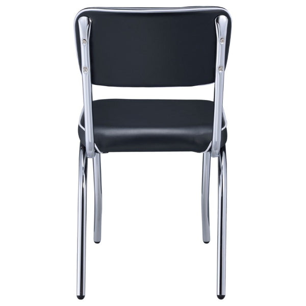 English Elm Red Leatherette Retro Diner Side Chairs Set of 2 with Gleaming Chrome Metal Frame Black B2777P536399