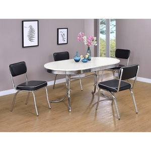 English Elm Red Leatherette Retro Diner Side Chairs Set of 2 with Gleaming Chrome Metal Frame Black B2777P536399