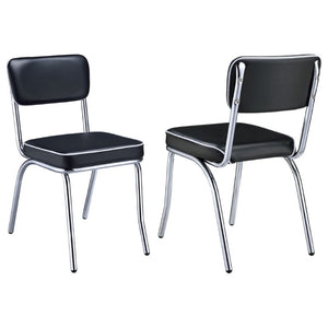 English Elm Red Leatherette Retro Diner Side Chairs Set of 2 with Gleaming Chrome Metal Frame Black B2777P536399