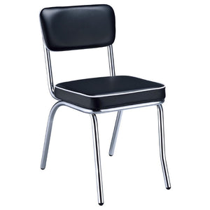 English Elm Red Leatherette Retro Diner Side Chairs Set of 2 with Gleaming Chrome Metal Frame Black B2777P536399