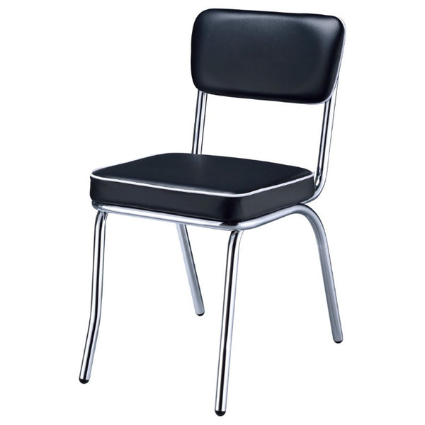 English Elm Red Leatherette Retro Diner Side Chairs Set of 2 with Gleaming Chrome Metal Frame Black B2777P536399
