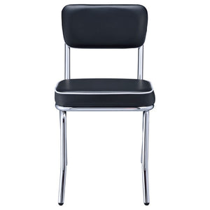 English Elm Red Leatherette Retro Diner Side Chairs Set of 2 with Gleaming Chrome Metal Frame Black B2777P536399