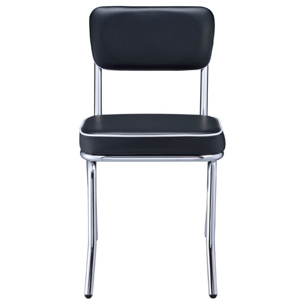 English Elm Red Leatherette Retro Diner Side Chairs Set of 2 with Gleaming Chrome Metal Frame Black B2777P536399