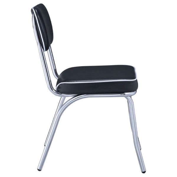 English Elm Red Leatherette Retro Diner Side Chairs Set of 2 with Gleaming Chrome Metal Frame Black B2777P536399