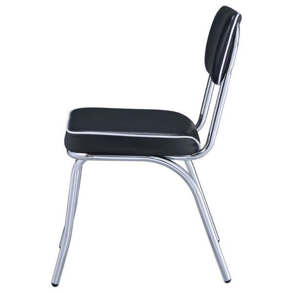 English Elm Red Leatherette Retro Diner Side Chairs Set of 2 with Gleaming Chrome Metal Frame Black B2777P536399