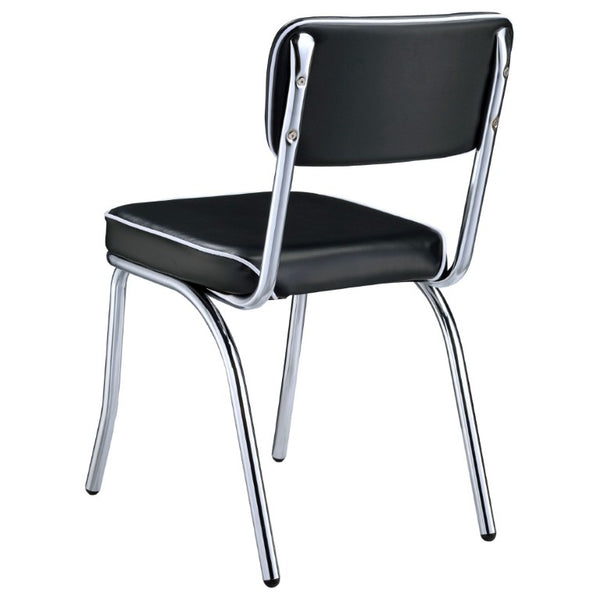 English Elm Red Leatherette Retro Diner Side Chairs Set of 2 with Gleaming Chrome Metal Frame Black B2777P536399