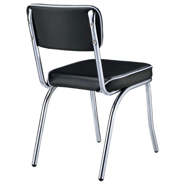 English Elm Red Leatherette Retro Diner Side Chairs Set of 2 with Gleaming Chrome Metal Frame Black B2777P536399
