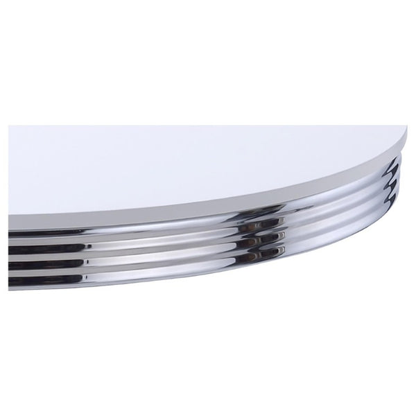 English Elm White Glossy Round Dining Table with Chrome Legs Retro 1950S Kitchen Nook Style B2777P536401