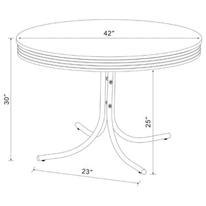 English Elm White Glossy Round Dining Table with Chrome Legs Retro 1950S Kitchen Nook Style B2777P536401