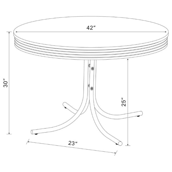 English Elm White Glossy Round Dining Table with Chrome Legs Retro 1950S Kitchen Nook Style B2777P536401