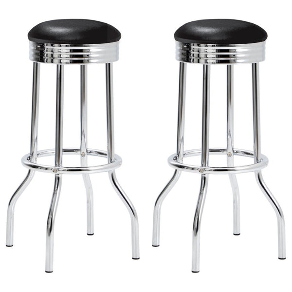 English Elm Red Faux Leather Swivel Barstools Retro Diner Style Chrome Base Kitchen Set Black B2777P536403