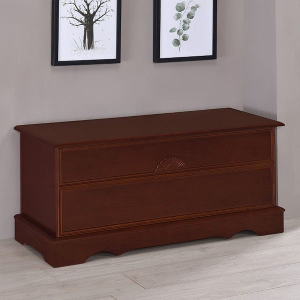 English Elm Warm Brown Solid Cedar Storage Chest Aromatic Floral Carved Bedroom Trunk B2777P536413