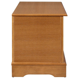 English Elm Honey Finished Aromatic Cedar Storage Chest with Carved Floral Motif and Scalloped Base B2777P536414
