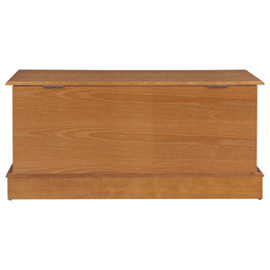 English Elm Honey Finished Aromatic Cedar Storage Chest with Carved Floral Motif and Scalloped Base B2777P536414