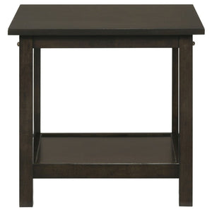 English Elm Dark Merlot 3 Piece Coffee and End Table Set with X Frame Design Open Shelves B2777P536415
