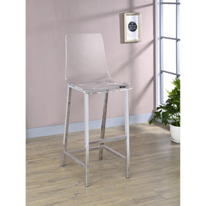 English Elm Clear Acrylic and Chrome Barstools Set of 2 for Kitchen Island or Home Bar B2777P536419