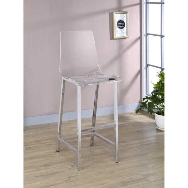 English Elm Clear Acrylic and Chrome Barstools Set of 2 for Kitchen Island or Home Bar B2777P536419