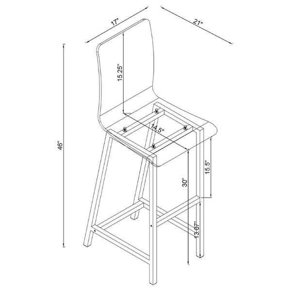 English Elm Clear Acrylic and Chrome Barstools Set of 2 for Kitchen Island or Home Bar B2777P536419
