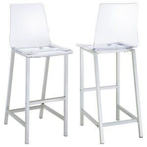English Elm Clear Acrylic and Chrome Barstools Set of 2 for Kitchen Island or Home Bar B2777P536419