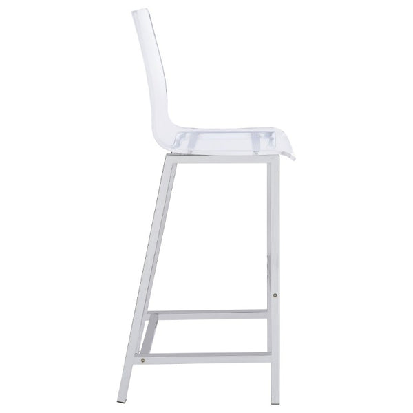 English Elm Clear Acrylic and Chrome Barstools Set of 2 for Kitchen Island or Home Bar B2777P536419