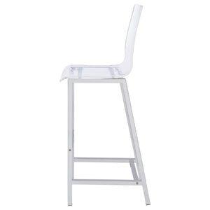English Elm Clear Acrylic and Chrome Barstools Set of 2 for Kitchen Island or Home Bar B2777P536419