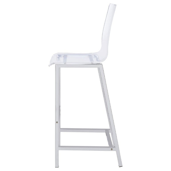 English Elm Clear Acrylic and Chrome Barstools Set of 2 for Kitchen Island or Home Bar B2777P536419