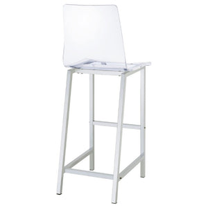 English Elm Clear Acrylic and Chrome Barstools Set of 2 for Kitchen Island or Home Bar B2777P536419