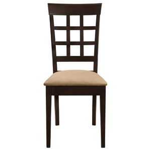 English Elm Cappuccino Hardwood Lattice Back Dining Chairs with Beige Upholstered Seats Set of Two B2777P536421