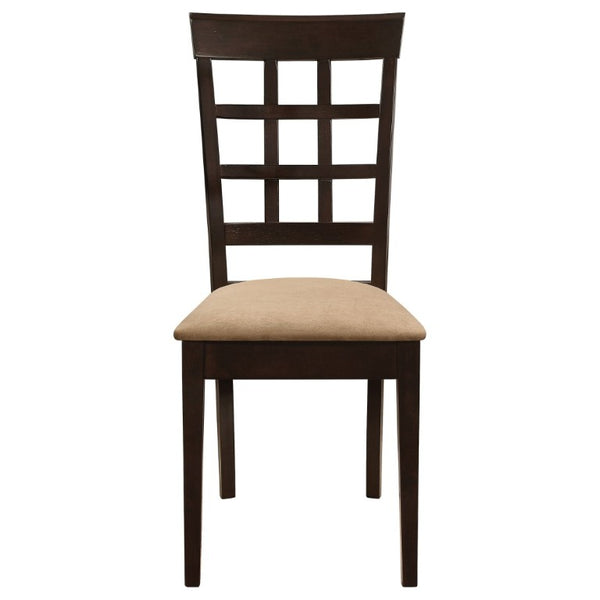 English Elm Cappuccino Hardwood Lattice Back Dining Chairs with Beige Upholstered Seats Set of Two B2777P536421
