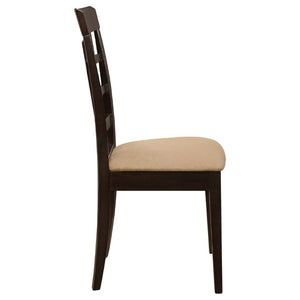 English Elm Cappuccino Hardwood Lattice Back Dining Chairs with Beige Upholstered Seats Set of Two B2777P536421