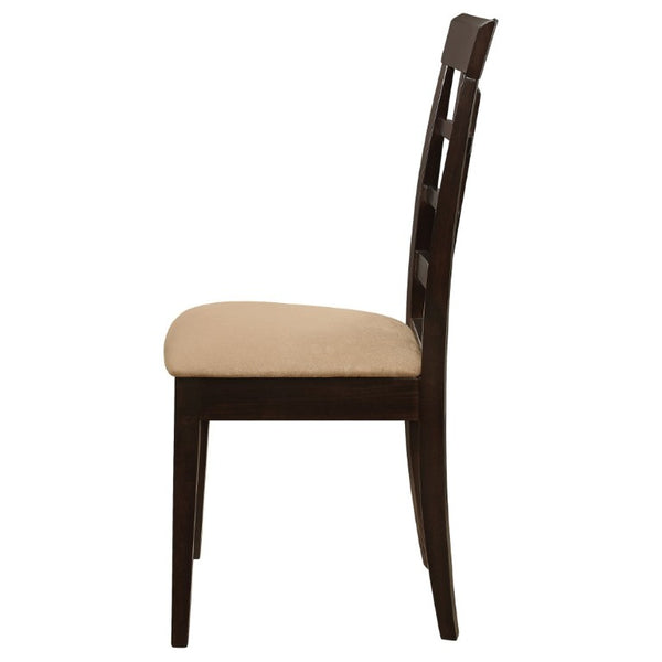 English Elm Cappuccino Hardwood Lattice Back Dining Chairs with Beige Upholstered Seats Set of Two B2777P536421