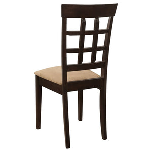 English Elm Cappuccino Hardwood Lattice Back Dining Chairs with Beige Upholstered Seats Set of Two B2777P536421