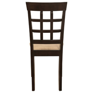 English Elm Cappuccino Hardwood Lattice Back Dining Chairs with Beige Upholstered Seats Set of Two B2777P536421