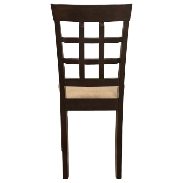 English Elm Cappuccino Hardwood Lattice Back Dining Chairs with Beige Upholstered Seats Set of Two B2777P536421