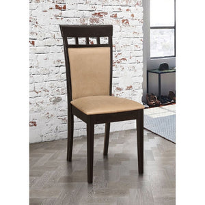 English Elm Beige Microfiber Dining Side Chairs Set of Two with Hardwood Slatted Back Support B2777P536422