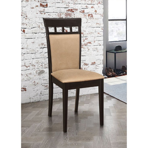English Elm Beige Microfiber Dining Side Chairs Set of Two with Hardwood Slatted Back Support B2777P536422