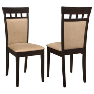 English Elm Beige Microfiber Dining Side Chairs Set of Two with Hardwood Slatted Back Support B2777P536422