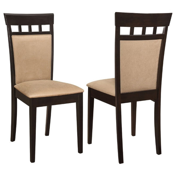 English Elm Beige Microfiber Dining Side Chairs Set of Two with Hardwood Slatted Back Support B2777P536422