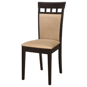 English Elm Beige Microfiber Dining Side Chairs Set of Two with Hardwood Slatted Back Support B2777P536422