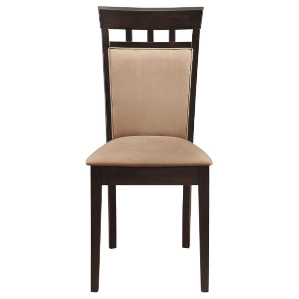 English Elm Beige Microfiber Dining Side Chairs Set of Two with Hardwood Slatted Back Support B2777P536422