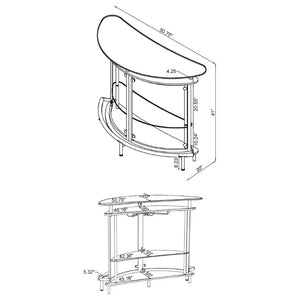 English Elm Strick Freestanding White Bar Cabinet with Glass Top for Modern Dining Spaces B2777P536425