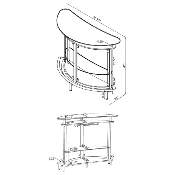 English Elm Strick Freestanding White Bar Cabinet with Glass Top for Modern Dining Spaces B2777P536425