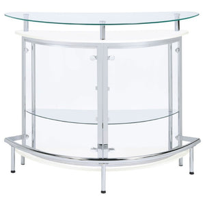 English Elm Strick Freestanding White Bar Cabinet with Glass Top for Modern Dining Spaces B2777P536425